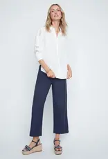 Renuar Mesh Eyelet Button-Up Top