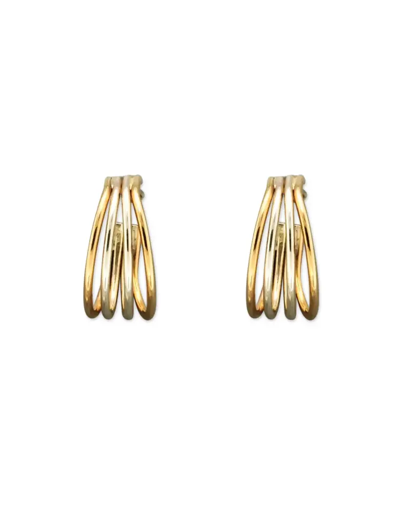 Mark Steel Four Wire Post Hoop Earrings