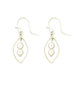 Mark Steel Double Pearl Crescent Earrings