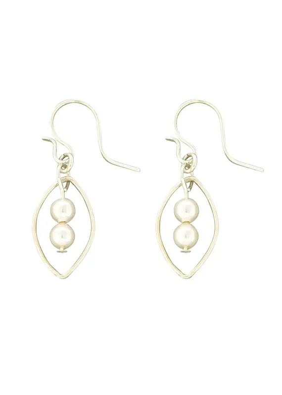 Mark Steel Double Pearl Crescent Earrings