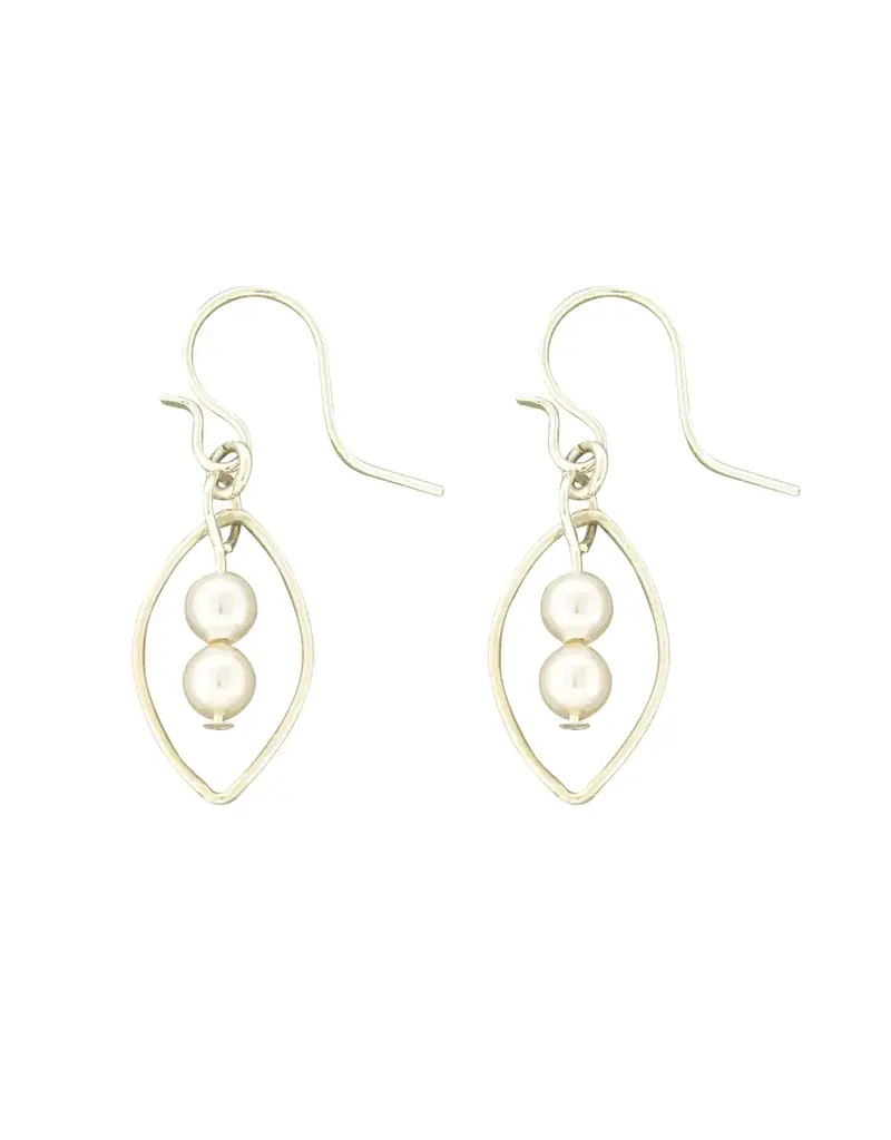 Mark Steel Double Pearl Crescent Earrings
