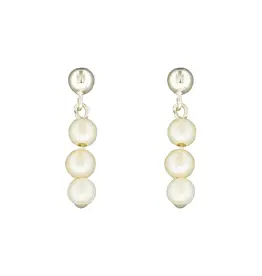 Mark Steel Triple Pearl Drop Stud Earring