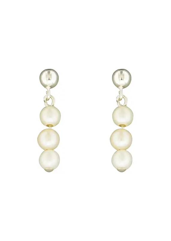 Mark Steel Triple Pearl Drop Stud Earring
