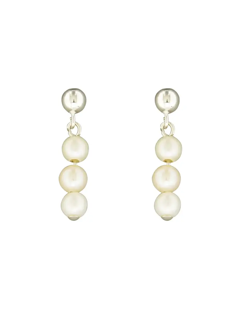 Mark Steel Triple Pearl Drop Stud Earring