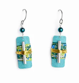 Wide Mouth Frog Wire Wrap With Bar Earrings