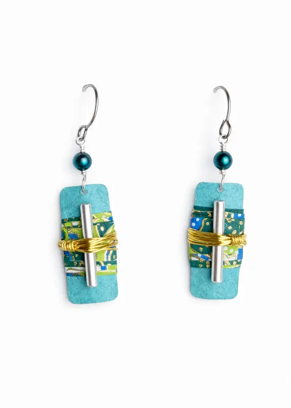 Wide Mouth Frog Wire Wrap With Bar Earrings