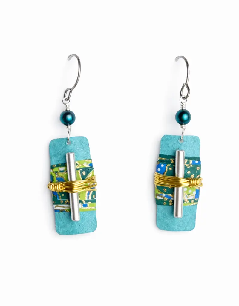 Wide Mouth Frog Wire Wrap With Bar Earrings