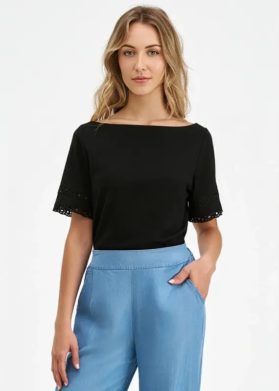 M Made In Italy Detail Hem Short Sleeve Top