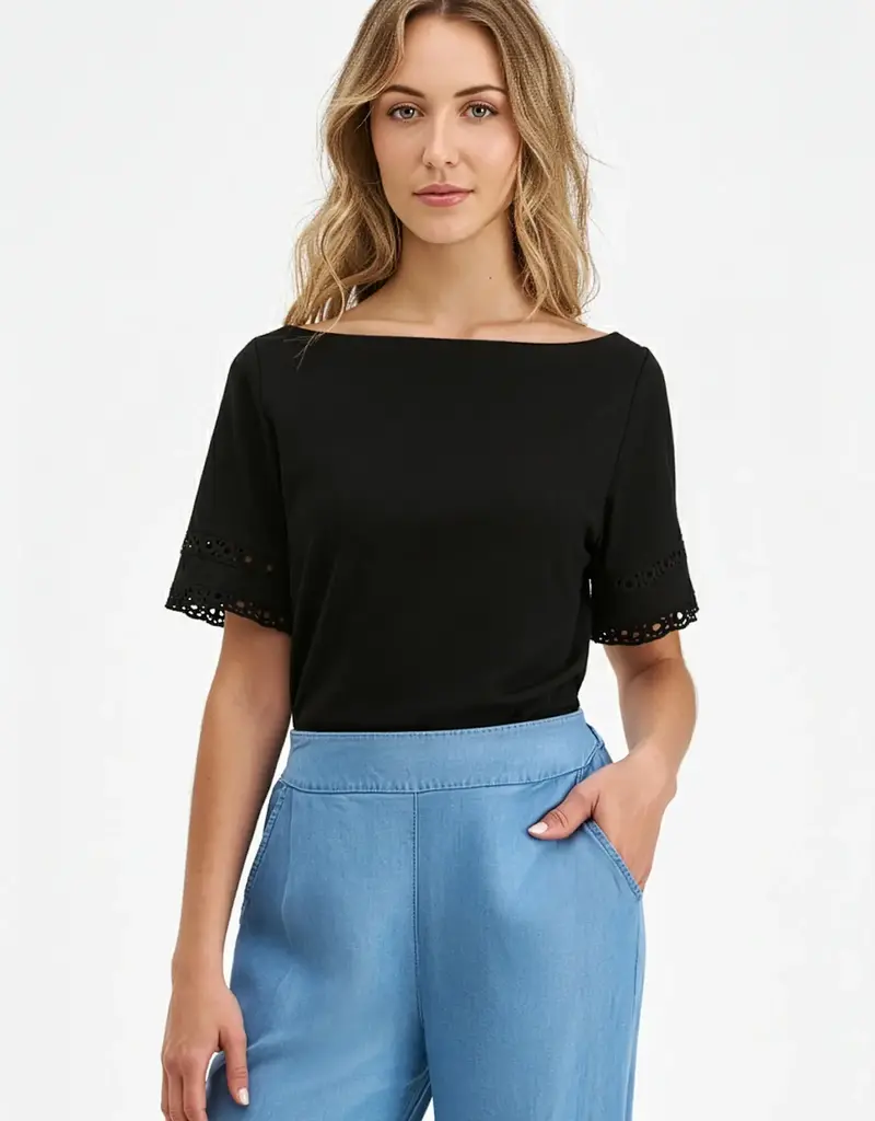 M Made In Italy Detail Hem Short Sleeve Top