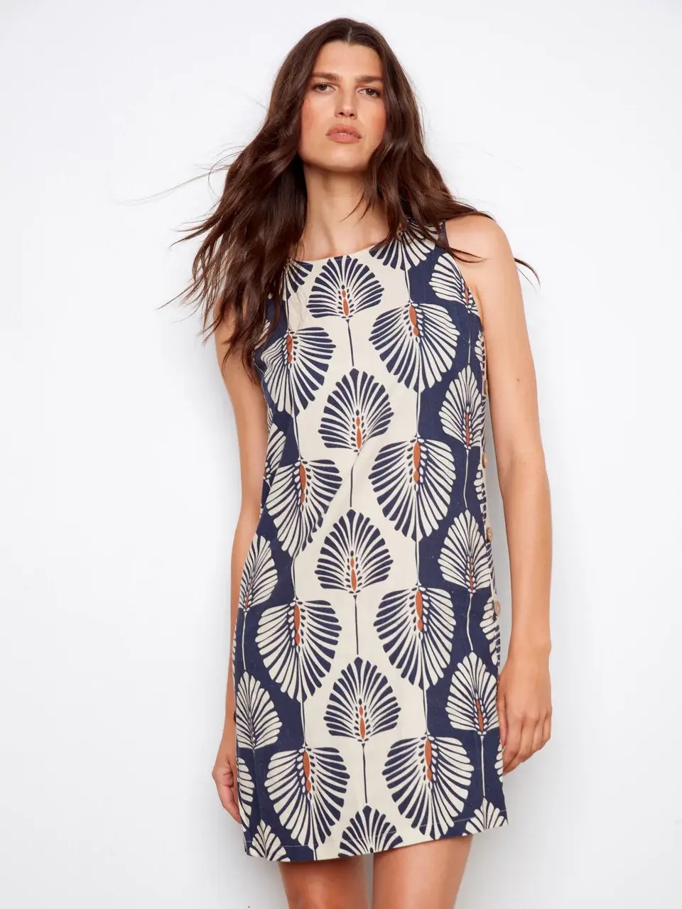 chinese dress ladies Sleeveless Linen Dress Acadia in Deep Navy Blue