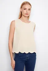 Charlie B Linen Blend Sleeveless Scalloped Top