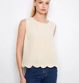 Charlie B Linen Blend Sleeveless Scalloped Top