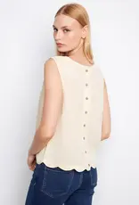 Charlie B Linen Blend Sleeveless Scalloped Top