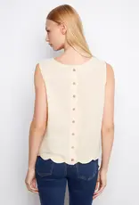 Charlie B Linen Blend Sleeveless Scalloped Top