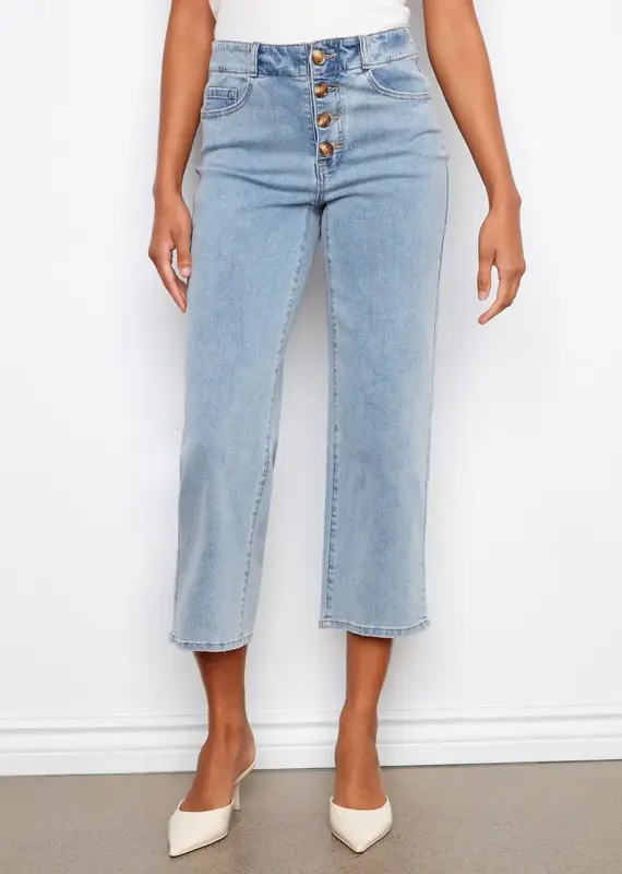 Charlie B Front Button-Fly Crop Jeans