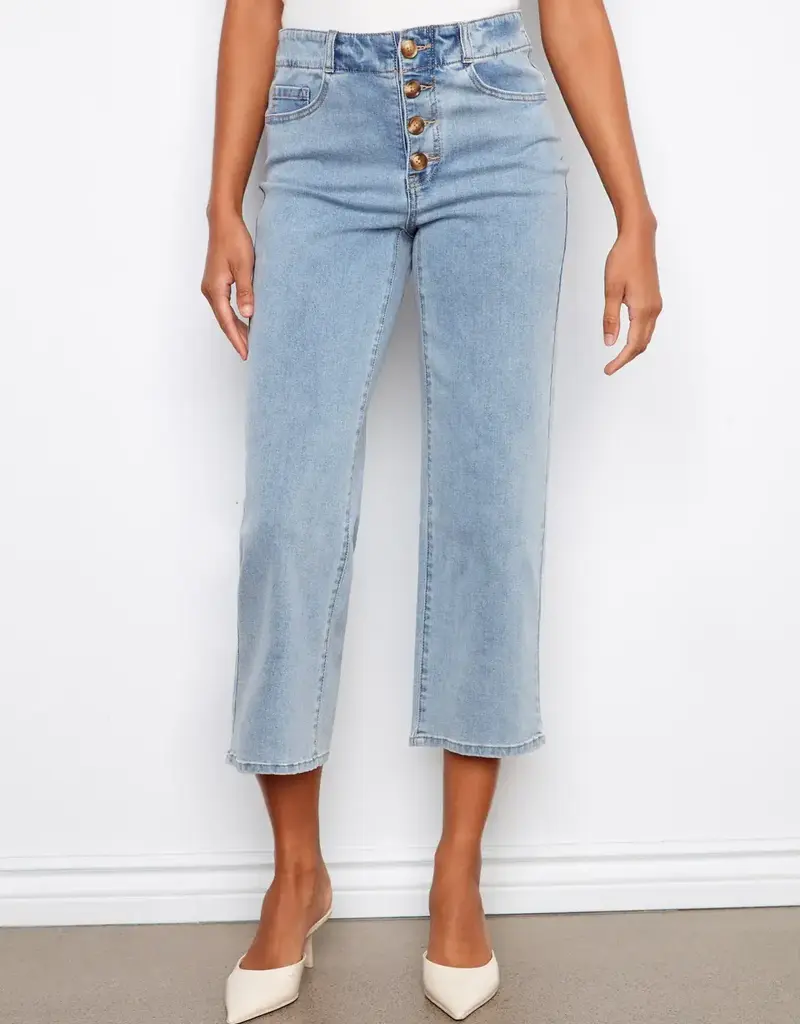 Charlie B Front Button-Fly Crop Jeans
