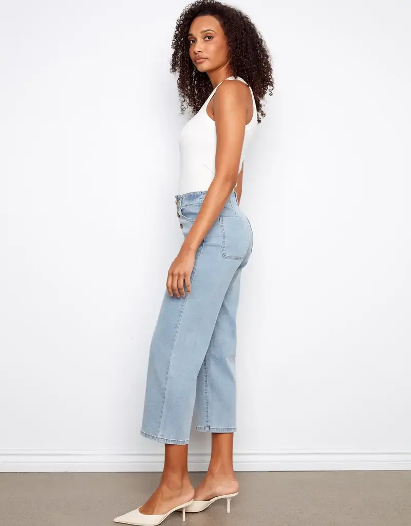 Charlie B Front Button-Fly Crop Jeans