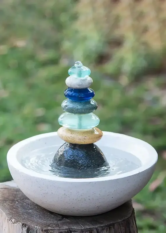 Garden Age Supply Glass Cairn Water Fountain