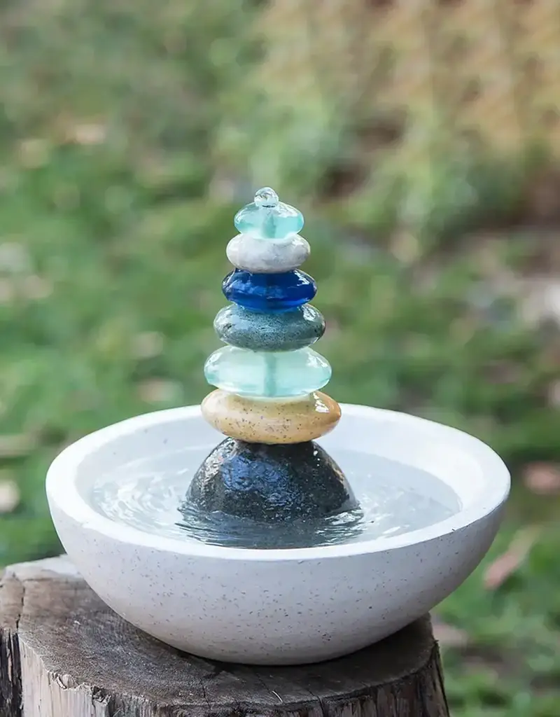 Garden Age Supply Glass Cairn Water Fountain