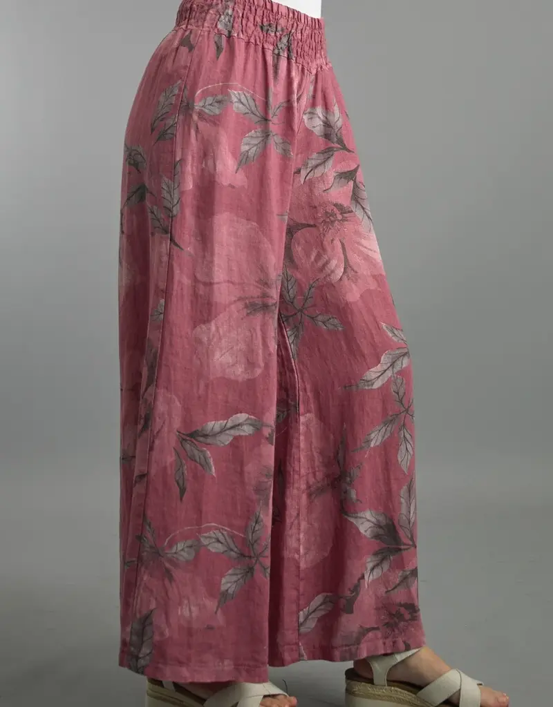 Tempo Paris Floral Linen Wide Leg Pants