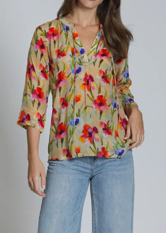 APNY 3/4 Sleeve V-Neck Tassel Top