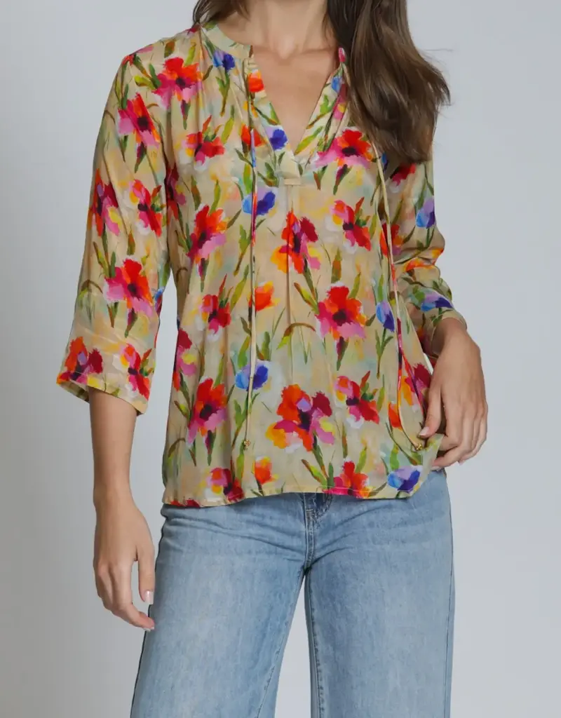 APNY 3/4 Sleeve V-Neck Tassel Top