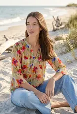 APNY 3/4 Sleeve V-Neck Tassel Top