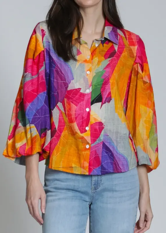 APNY Blouson Button Front Top