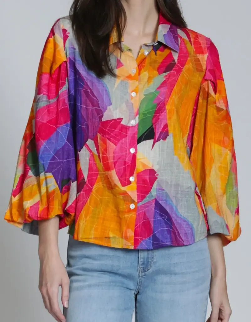 APNY Blouson Button Front Top