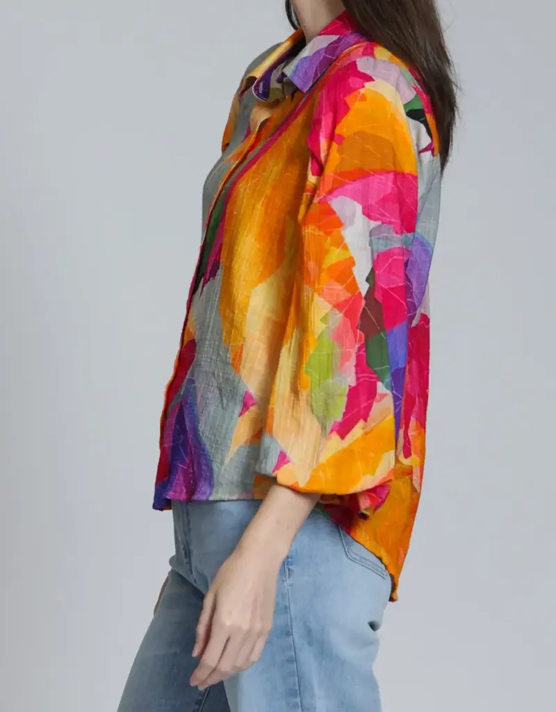 APNY Blouson Button Front Top