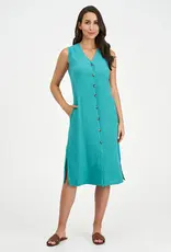 M Made In Italy Button Front Sleeveless Dress