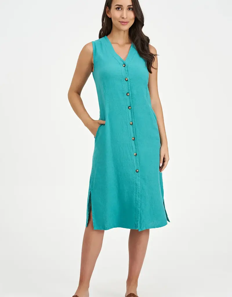 M Made In Italy Button Front Sleeveless Dress