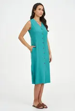 M Made In Italy Button Front Sleeveless Dress