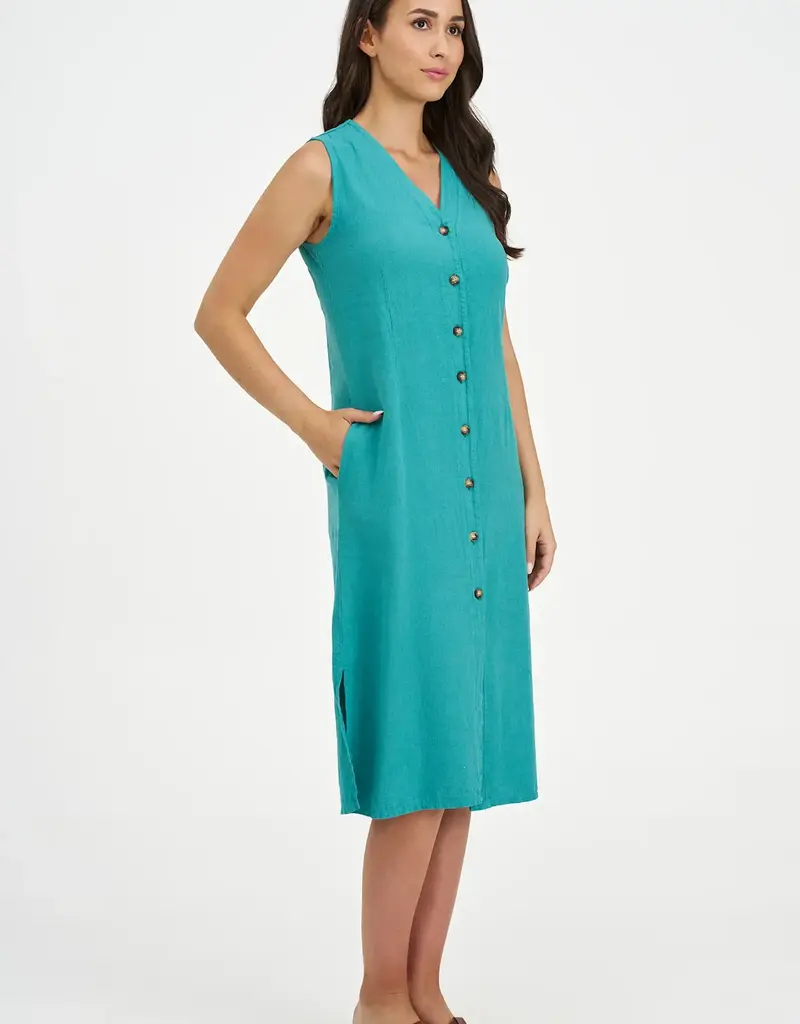 M Made In Italy Button Front Sleeveless Dress
