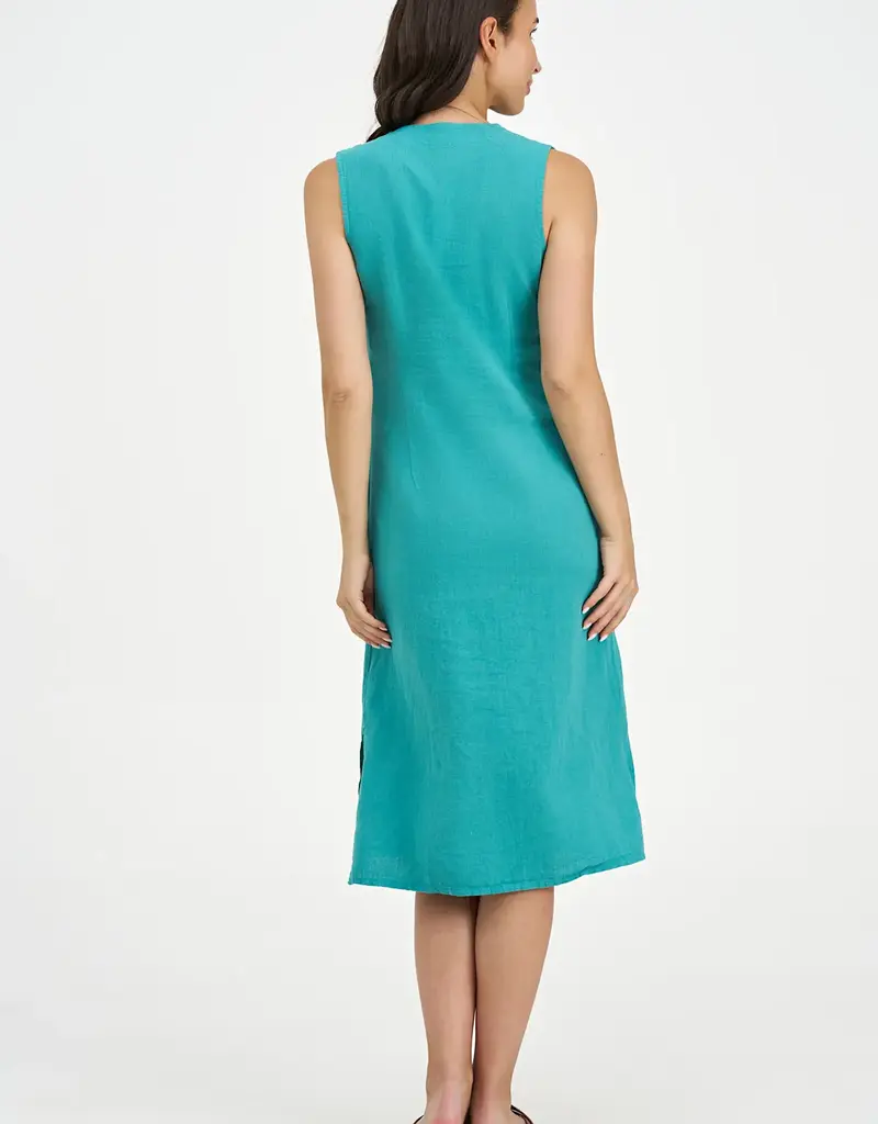 M Made In Italy Button Front Sleeveless Dress
