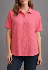 Toofan Cap Sleeve Button-Up Top