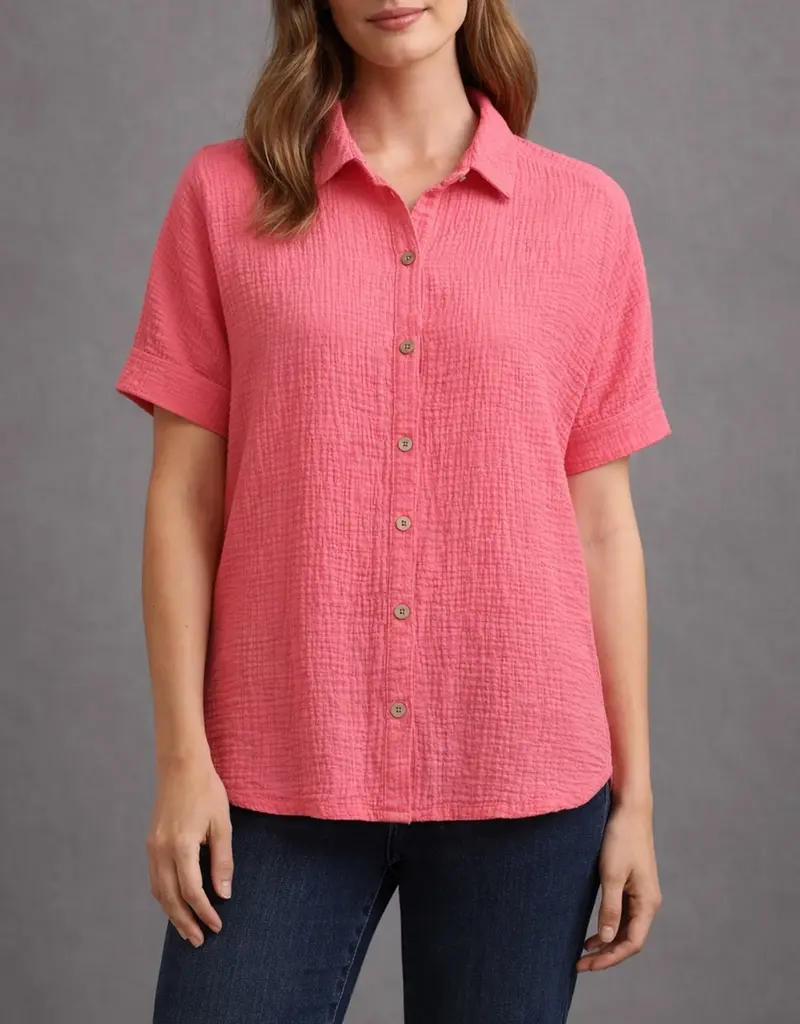 Toofan Cap Sleeve Button-Up Top