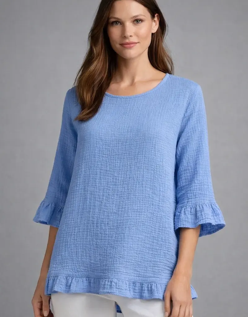 Toofan Ruffle Trim Button Back Top