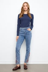 Charlie B Slim Leg Embroidered Denim Pants