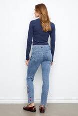 Charlie B Slim Leg Embroidered Denim Pants