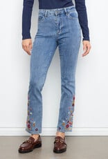 Charlie B Slim Leg Embroidered Denim Pants