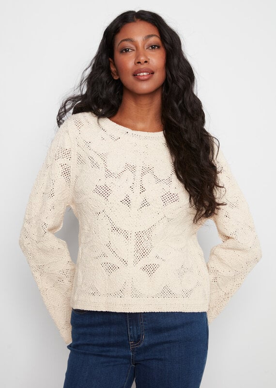 Charlie B Long Sleeve Crochet Reversible Cardigan