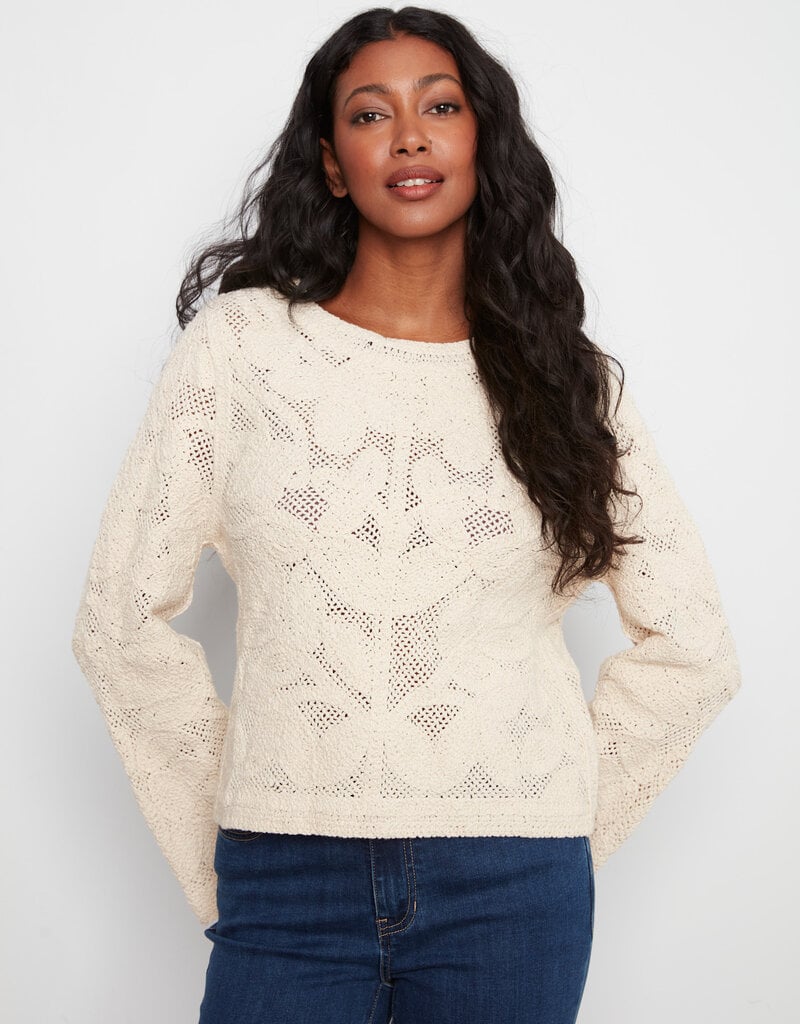 Charlie B Long Sleeve Crochet Reversible Cardigan