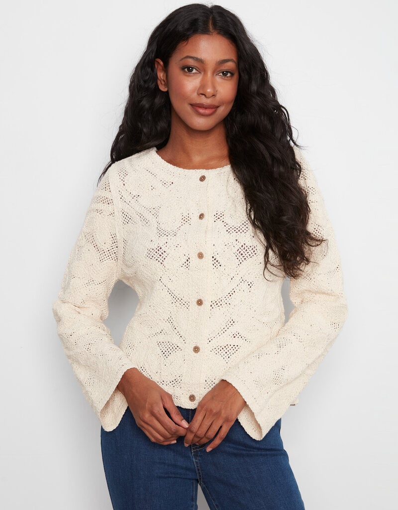 Charlie B Long Sleeve Crochet Reversible Cardigan