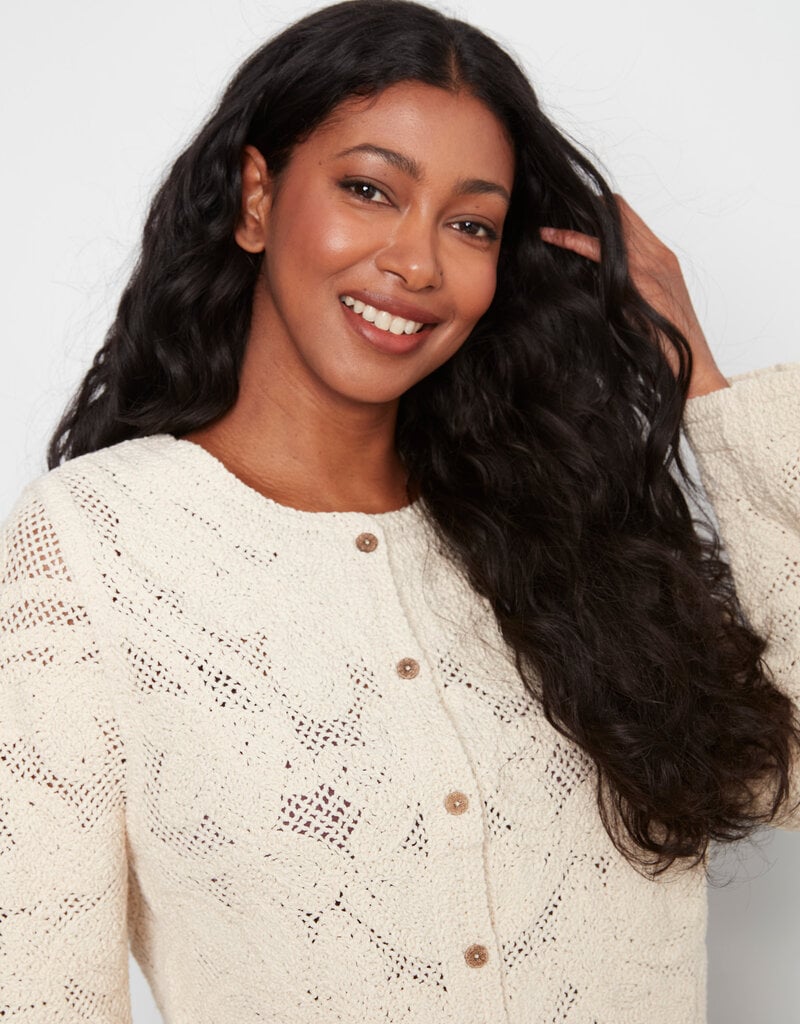 Charlie B Long Sleeve Crochet Reversible Cardigan