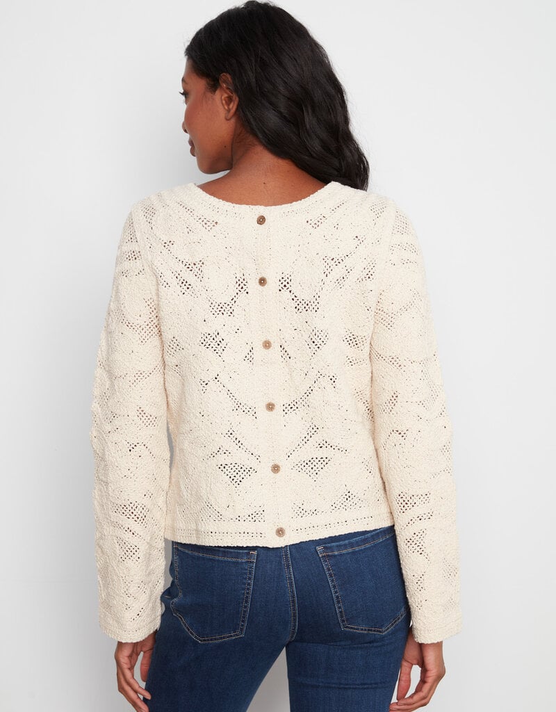 Charlie B Long Sleeve Crochet Reversible Cardigan