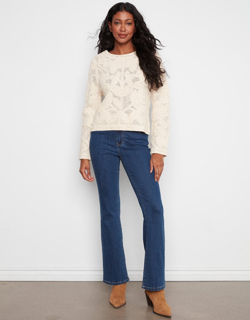 Charlie B Long Sleeve Crochet Reversible Cardigan