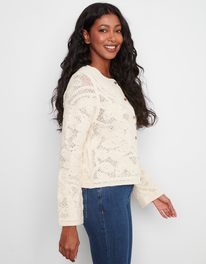 Charlie B Long Sleeve Crochet Reversible Cardigan