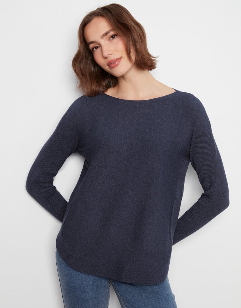 Charlie B Boat Neck Sweater With Pockets And Eyelets Detail