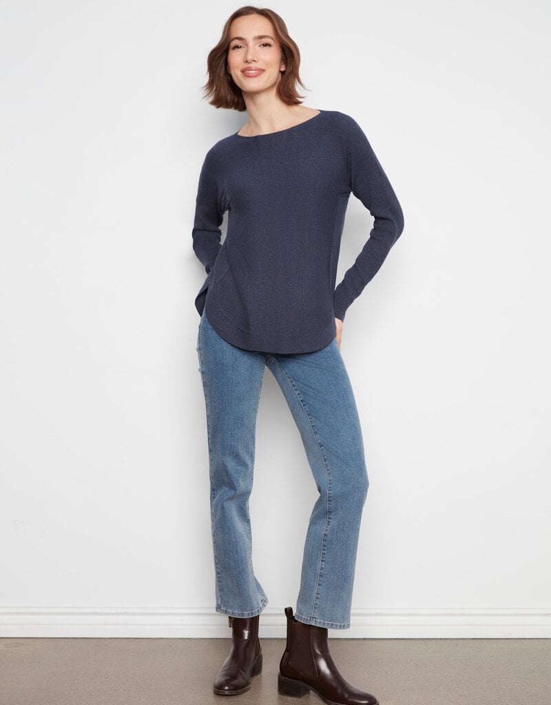 Charlie B Boat Neck Sweater With Pockets And Eyelets Detail